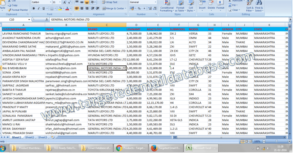 email database of car owners & email id list of car owners